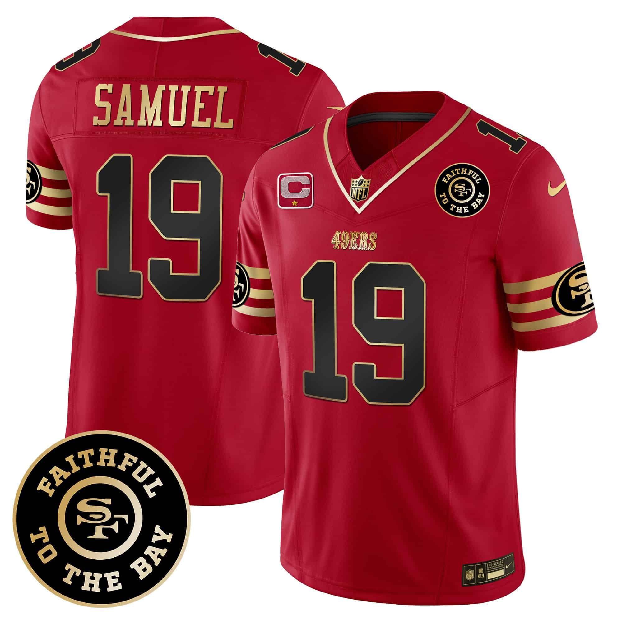 Men San Francisco 49ers 19 Samuel Red 2024 Nike Faithful To The Bay Patch Vapor Limited NFL Jersey